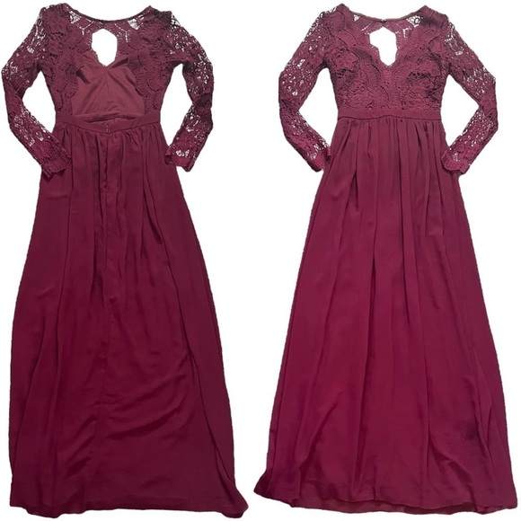 NWT Lulus Awaken My Love Burgundy Lace Maxi Dress sz S - Picture 3 of 14